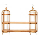 Oscar Long Gold Finish Birdcage Shelf Unit, Iron, Wood, Gold