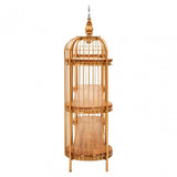 Oscar Long Gold Finish Birdcage Shelf Unit, Iron, Wood, Gold