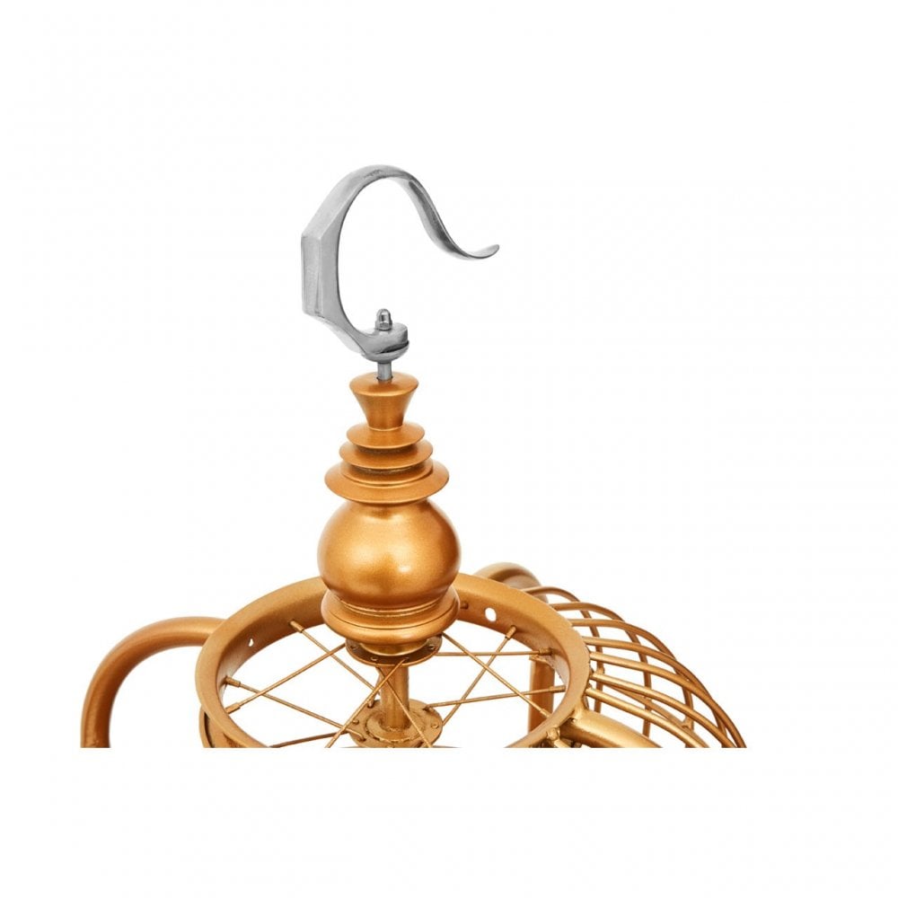 Oscar Long Gold Finish Birdcage Shelf Unit, Iron, Wood, Gold