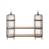 Oscar Long Black Finish Birdcage Shelf Unit, Iron, Wood, Black
