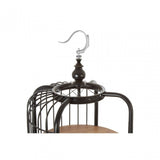 Oscar Long Black Finish Birdcage Shelf Unit, Iron, Wood, Black