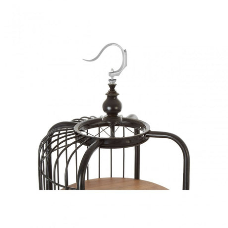 Oscar Long Black Finish Birdcage Shelf Unit, Iron, Wood, Black