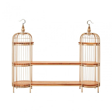 Oscar Champagne Gold Finish Birdcage Unit, Iron, Wood, Champagne
