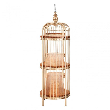Oscar Champagne Gold Finish Birdcage Unit, Iron, Wood, Champagne