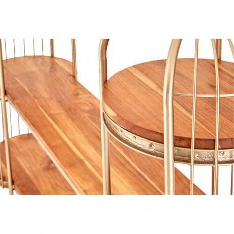 Oscar Champagne Gold Finish Birdcage Unit, Iron, Wood, Champagne