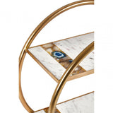 Vizzini 2 Tier Unit with Wheels, Agate, Iron, Marble, Brass