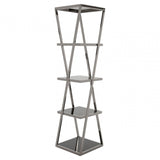 Pantino Chrome Finish Shelf Unit, Stainless Steel, Glass, Silver