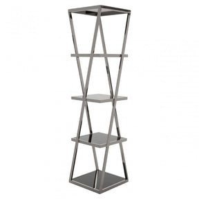 Pantino Chrome Finish Shelf Unit, Stainless Steel, Glass, Silver