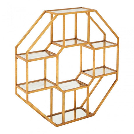 Zodiac Wall Shelf Unit, Glass, Gold