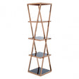 Pantino 5 Tier Rose Gold Shelf Unit, Stainless Steel, Glass, Rose Gold