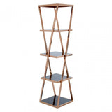 Pantino 5 Tier Rose Gold Shelf Unit, Stainless Steel, Glass, Rose Gold