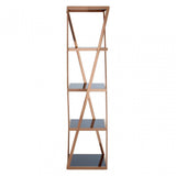 Pantino 5 Tier Rose Gold Shelf Unit, Stainless Steel, Glass, Rose Gold