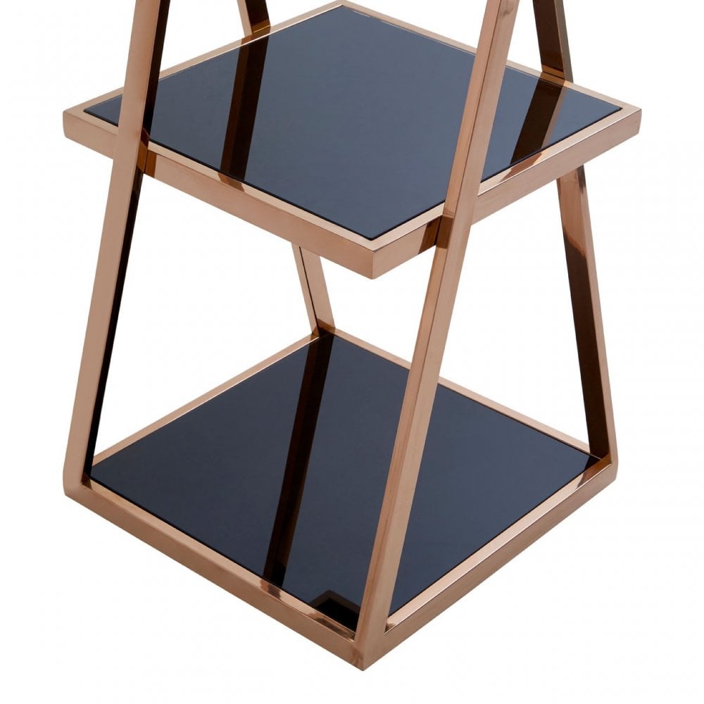 Pantino 5 Tier Rose Gold Shelf Unit, Stainless Steel, Glass, Rose Gold
