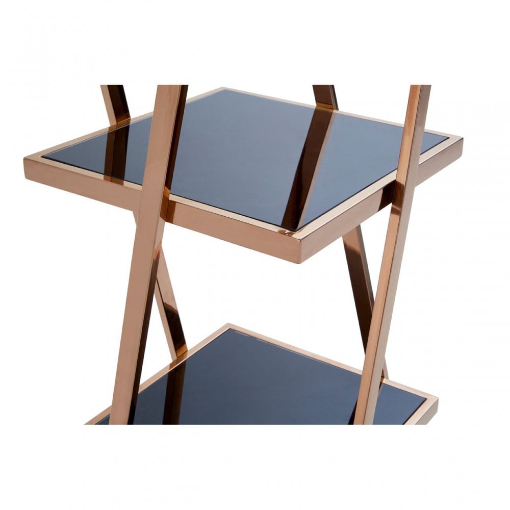 Pantino 5 Tier Rose Gold Shelf Unit, Stainless Steel, Glass, Rose Gold