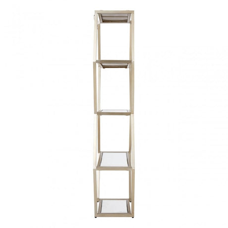 Roana Hexa Shelf Unit, Iron, Mirrored Glass, Gold