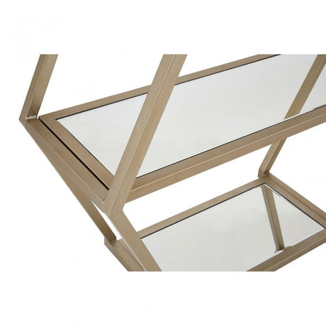 Roana Hexa Shelf Unit, Iron, Mirrored Glass, Gold