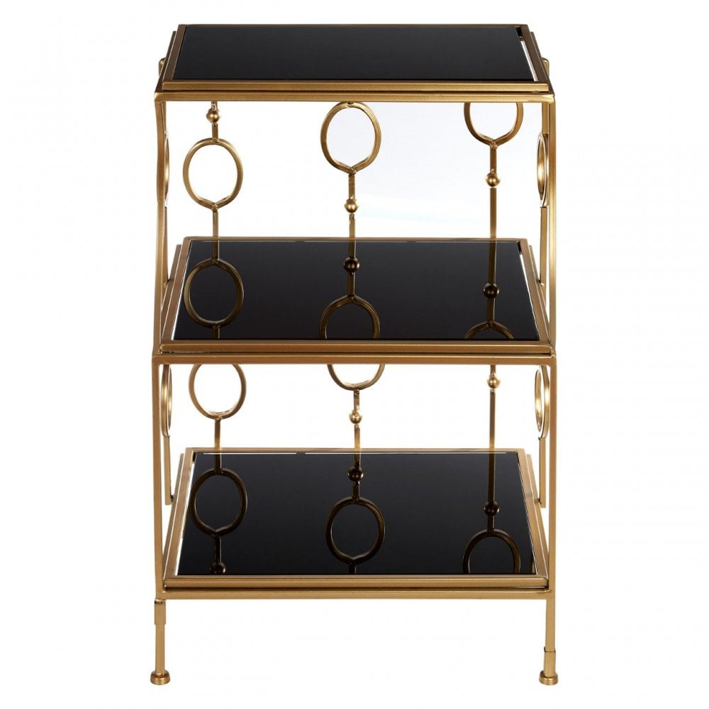 Faiza 3 Tier Shelf Unit, Glass, Black