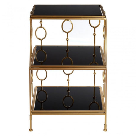 Faiza 3 Tier Shelf Unit, Glass, Black