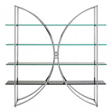 Chiqui Curved Design Shelf Unit, Stainless Steel, Glass, Silver