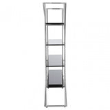 Chiqui Curved Design Shelf Unit, Stainless Steel, Glass, Silver