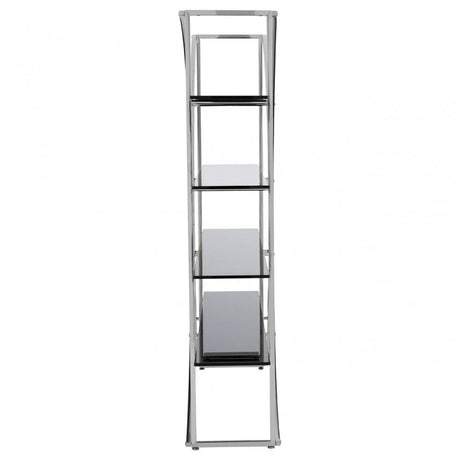 Chiqui Curved Design Shelf Unit, Stainless Steel, Glass, Silver