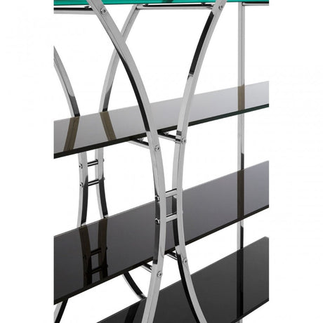 Chiqui Curved Design Shelf Unit, Stainless Steel, Glass, Silver