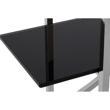 Chiqui Curved Design Shelf Unit, Stainless Steel, Glass, Silver