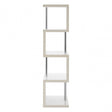 Contour 4 Tier White Gloss Shelf Unit, Wood, Stainless Steel, White