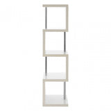 Contour 4 Tier White Gloss Shelf Unit, Wood, Stainless Steel, White