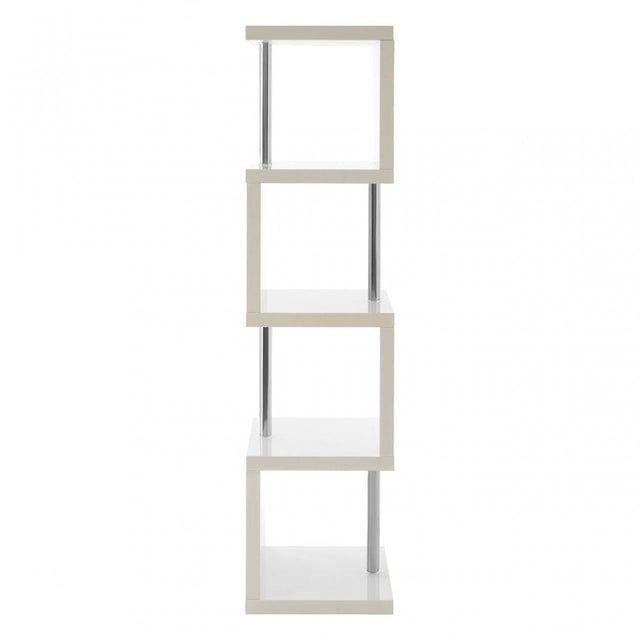 Contour 4 Tier White Gloss Shelf Unit, Wood, Stainless Steel, White