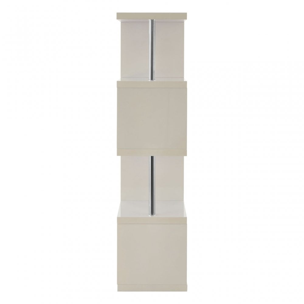 Contour 4 Tier White Gloss Shelf Unit, Wood, Stainless Steel, White