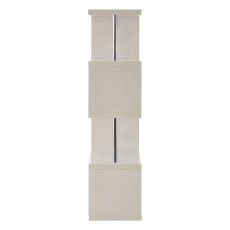 Contour 4 Tier White Gloss Shelf Unit, Wood, Stainless Steel, White