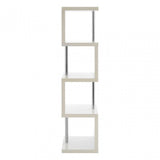 Contour 4 Tier White Gloss Shelf Unit, Wood, Stainless Steel, White