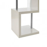Contour 4 Tier White Gloss Shelf Unit, Wood, Stainless Steel, White