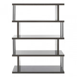 Contour 4 Tier Grey Gloss Shelf Unit, Wood, Stainless Steel, Grey