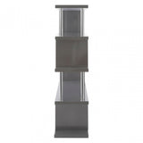 Contour 4 Tier Grey Gloss Shelf Unit, Wood, Stainless Steel, Grey