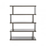 Contour 4 Tier Grey Gloss Shelf Unit, Wood, Stainless Steel, Grey