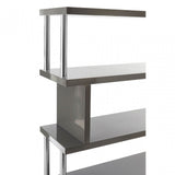 Contour 4 Tier Grey Gloss Shelf Unit, Wood, Stainless Steel, Grey