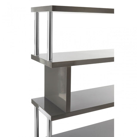 Contour 4 Tier Grey Gloss Shelf Unit, Wood, Stainless Steel, Grey