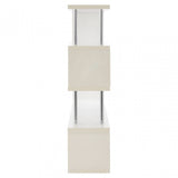 Contour 4 Tier White Gloss Wide Shelf Unit, Wood, Stainless Steel, White