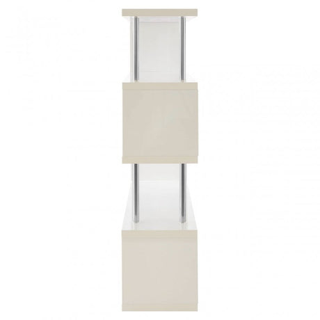 Contour 4 Tier White Gloss Wide Shelf Unit, Wood, Stainless Steel, White