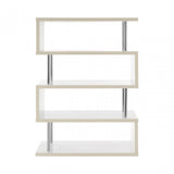 Contour 4 Tier White Gloss Wide Shelf Unit, Wood, Stainless Steel, White