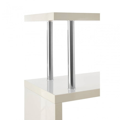 Contour 4 Tier White Gloss Wide Shelf Unit, Wood, Stainless Steel, White