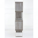 Grey Elm Wood 4 Tier Bookshelf, Stainless Steel, Elm Wood, Grey
