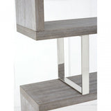 Grey Elm Wood 4 Tier Bookshelf, Stainless Steel, Elm Wood, Grey