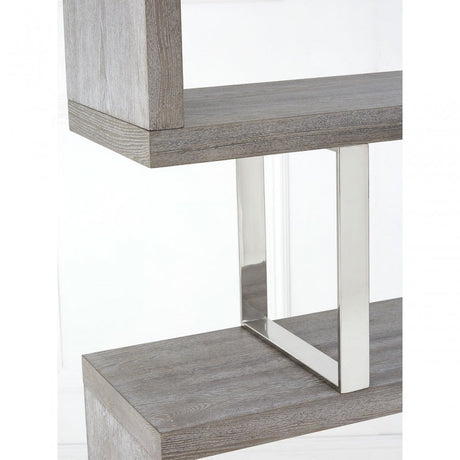 Grey Elm Wood 4 Tier Bookshelf, Stainless Steel, Elm Wood, Grey