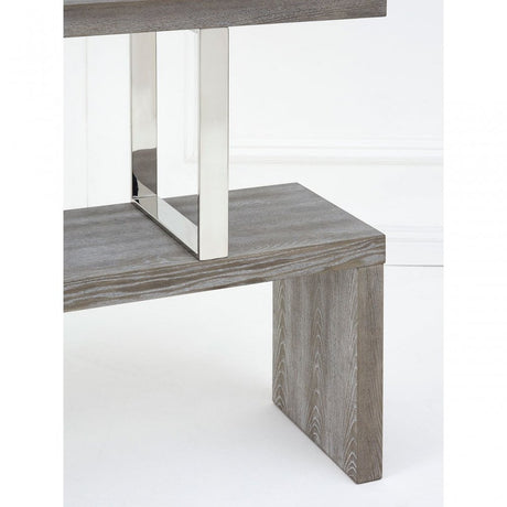 Grey Elm Wood 4 Tier Bookshelf, Stainless Steel, Elm Wood, Grey
