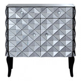 Soho Silver Finish Cabinet, Wood, Mirrored Glass, Wood, Silver