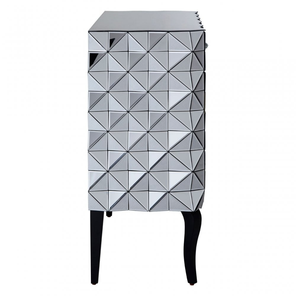 Soho Silver Finish Cabinet, Wood, Mirrored Glass, Wood, Silver