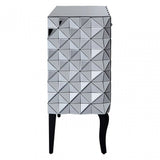 Soho Silver Finish Cabinet, Wood, Mirrored Glass, Wood, Silver